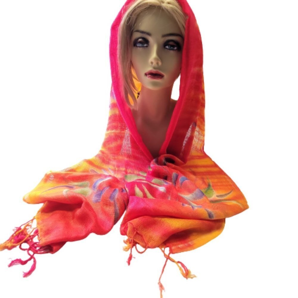 Orange Red and Yellow Rectangular Soft Light Scarf